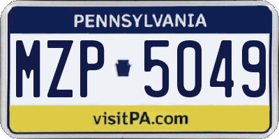 PA license plate MZP5049