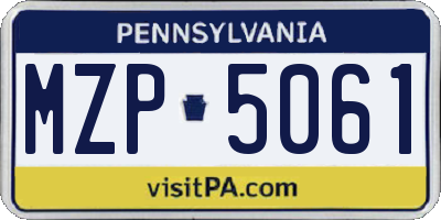 PA license plate MZP5061