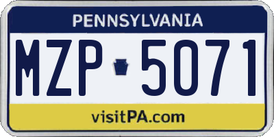 PA license plate MZP5071