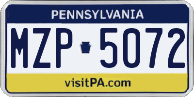 PA license plate MZP5072