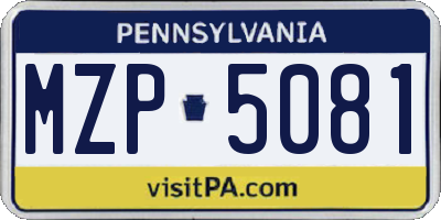 PA license plate MZP5081