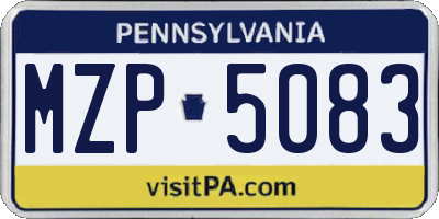 PA license plate MZP5083