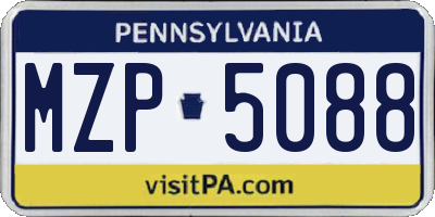 PA license plate MZP5088