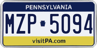 PA license plate MZP5094