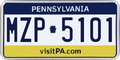 PA license plate MZP5101