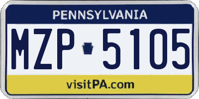PA license plate MZP5105
