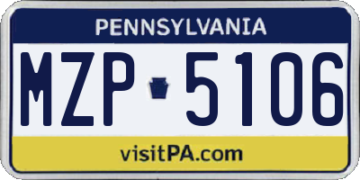 PA license plate MZP5106