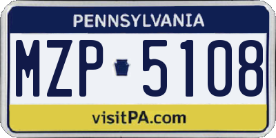 PA license plate MZP5108
