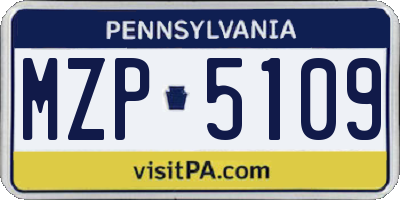 PA license plate MZP5109