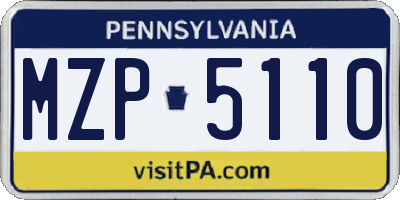 PA license plate MZP5110