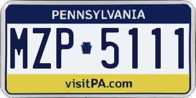 PA license plate MZP5111