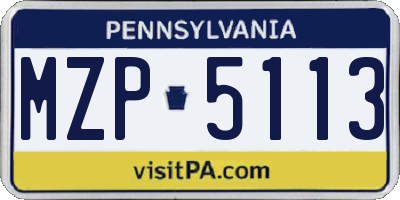 PA license plate MZP5113