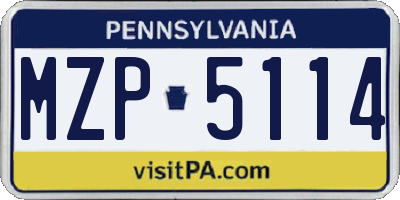 PA license plate MZP5114