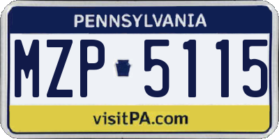 PA license plate MZP5115