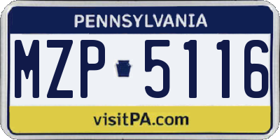 PA license plate MZP5116