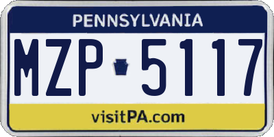 PA license plate MZP5117