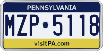 PA license plate MZP5118