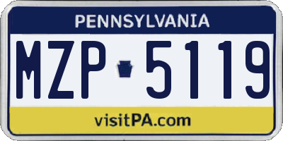 PA license plate MZP5119