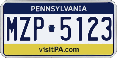 PA license plate MZP5123