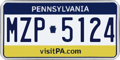 PA license plate MZP5124