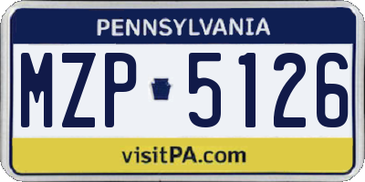 PA license plate MZP5126