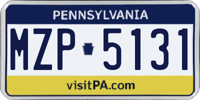PA license plate MZP5131