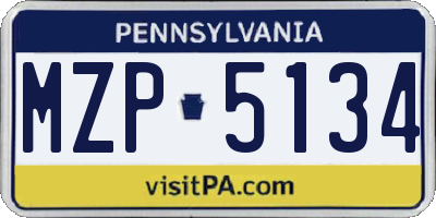 PA license plate MZP5134