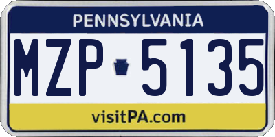 PA license plate MZP5135