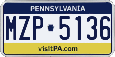 PA license plate MZP5136