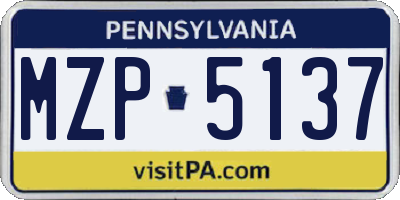 PA license plate MZP5137