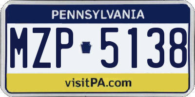 PA license plate MZP5138