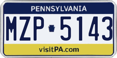 PA license plate MZP5143