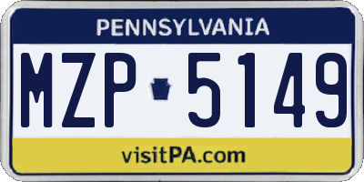 PA license plate MZP5149