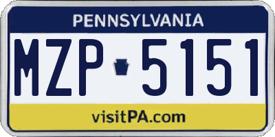 PA license plate MZP5151