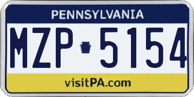 PA license plate MZP5154
