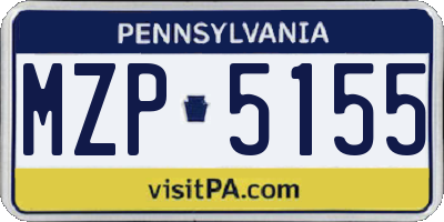 PA license plate MZP5155