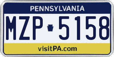 PA license plate MZP5158