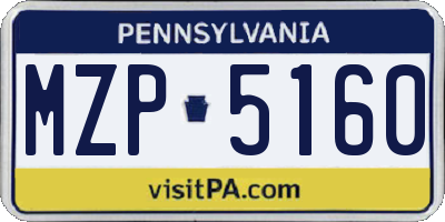 PA license plate MZP5160