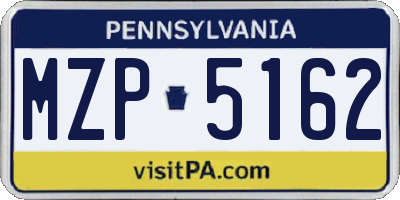 PA license plate MZP5162