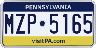 PA license plate MZP5165