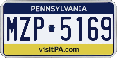 PA license plate MZP5169