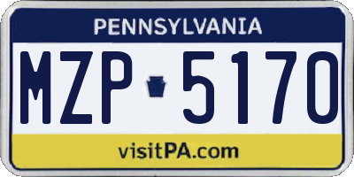 PA license plate MZP5170