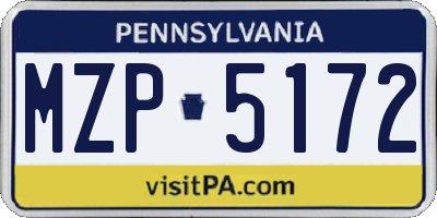 PA license plate MZP5172
