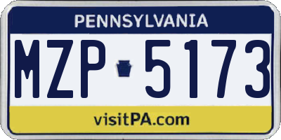 PA license plate MZP5173