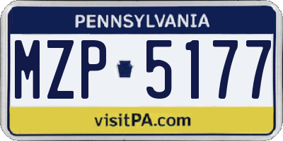 PA license plate MZP5177