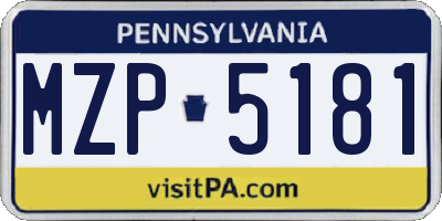 PA license plate MZP5181