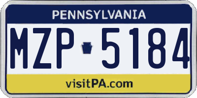 PA license plate MZP5184