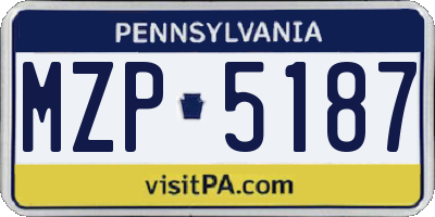 PA license plate MZP5187