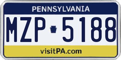 PA license plate MZP5188