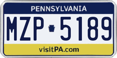 PA license plate MZP5189